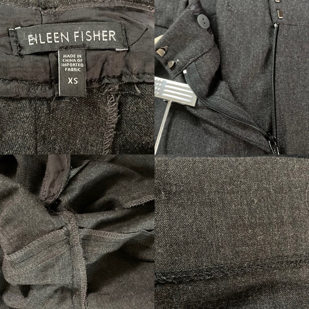 Eileen Fisher Wool Gray Wide Leg Palazzo Dress Pants High Rise Pockets Size XS - Picture 7 of 16
